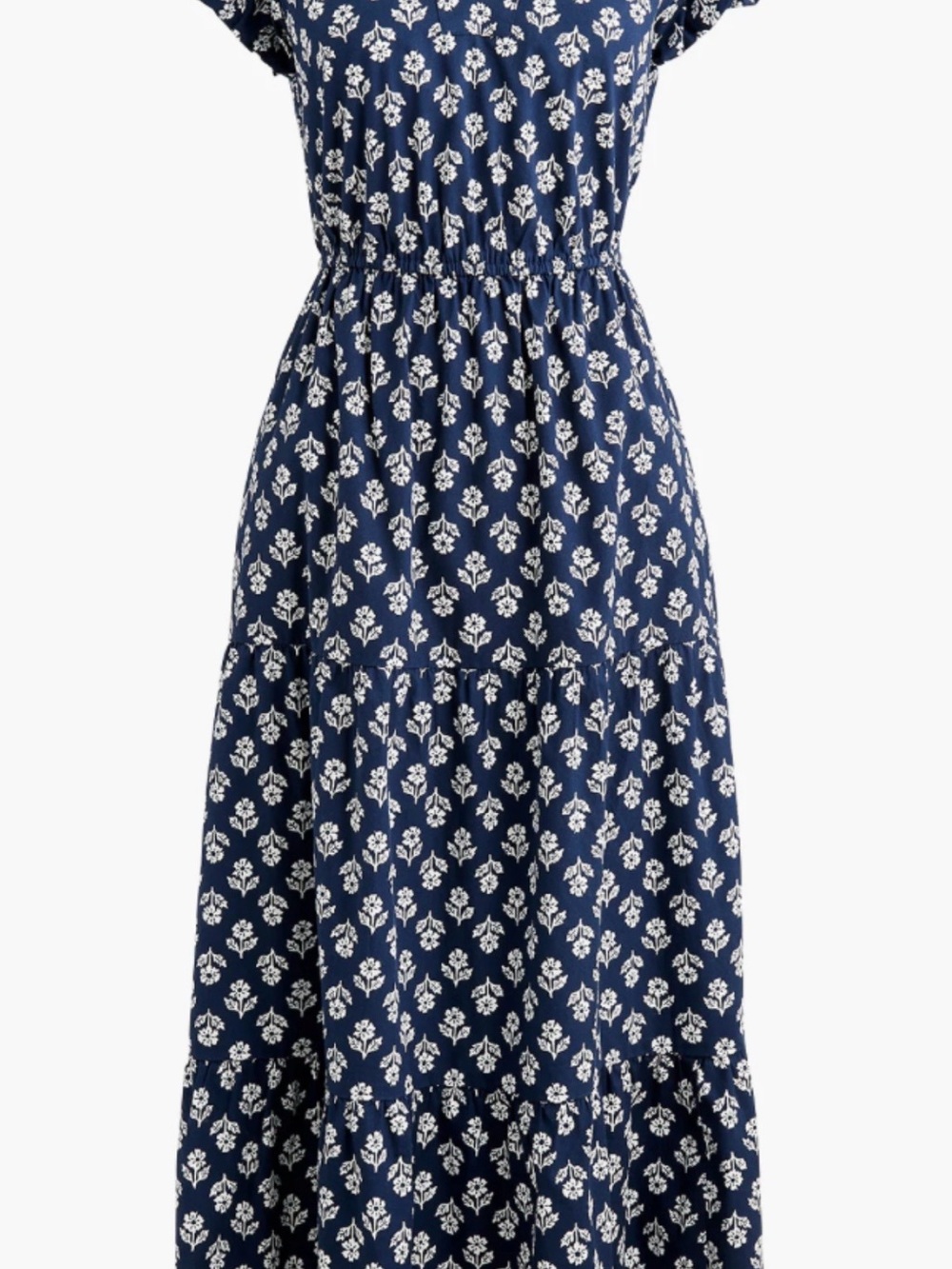 J. Crew Navy Maxi Dress with White Floral Print